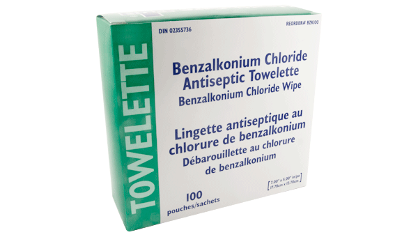 Lingettes antiseptiques au chlorure de benzalkonium