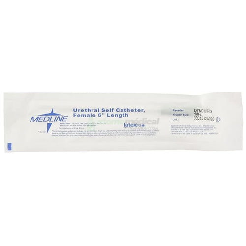 Cathéter intermittent pour femme 6’’ 14FR vinyle claire (30/bte) Cathéters intermittents Medline